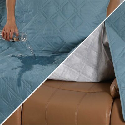 Housse De Canapé Inclinable 2 Places - Antidérapante, Waterproof, Gris Foncé