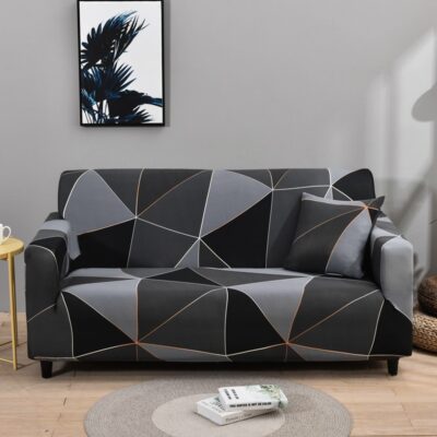 Housse de Canapé Géométrique ZENITH Black square-235x300cm four people