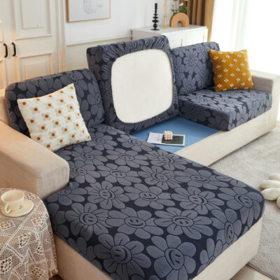 Housse Protection Moderne Jacquard SUNFLEX Sunflower dark grey-Double