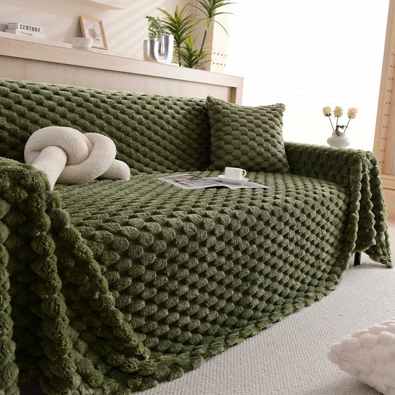 Plaid Canapé Luxe Anti-dérapant VELONI TM Warm Core Green-180x280cm