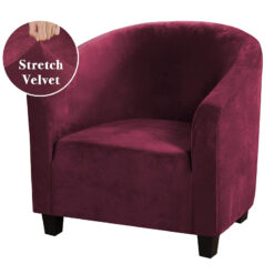 Housse fauteuil club velours ELVYRA installée sur un fauteuil club
